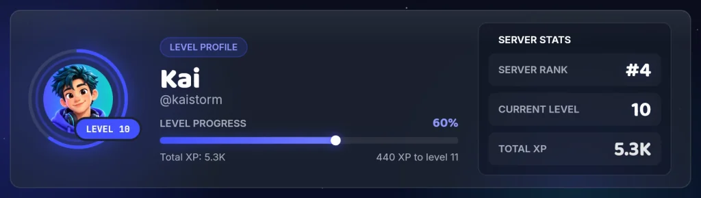 Kai's rank card at level 10